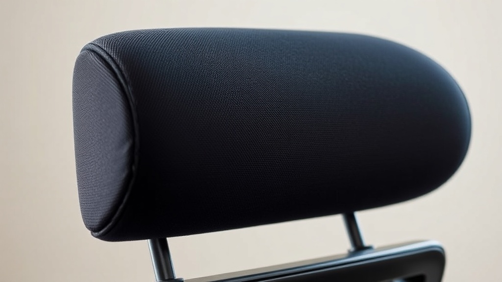사무용 의자의 헤드레스트가 사용자의 목 뒷부분을 안정적으로 지지하고 있는 모습